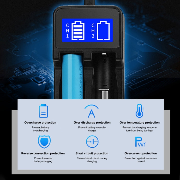 YS-2 18650 Smart LCD Dual Battery Charger with Micro USB Output for 18490/18350/17670/17500/16340 RCR123/14500/10440/A/AA/AAA