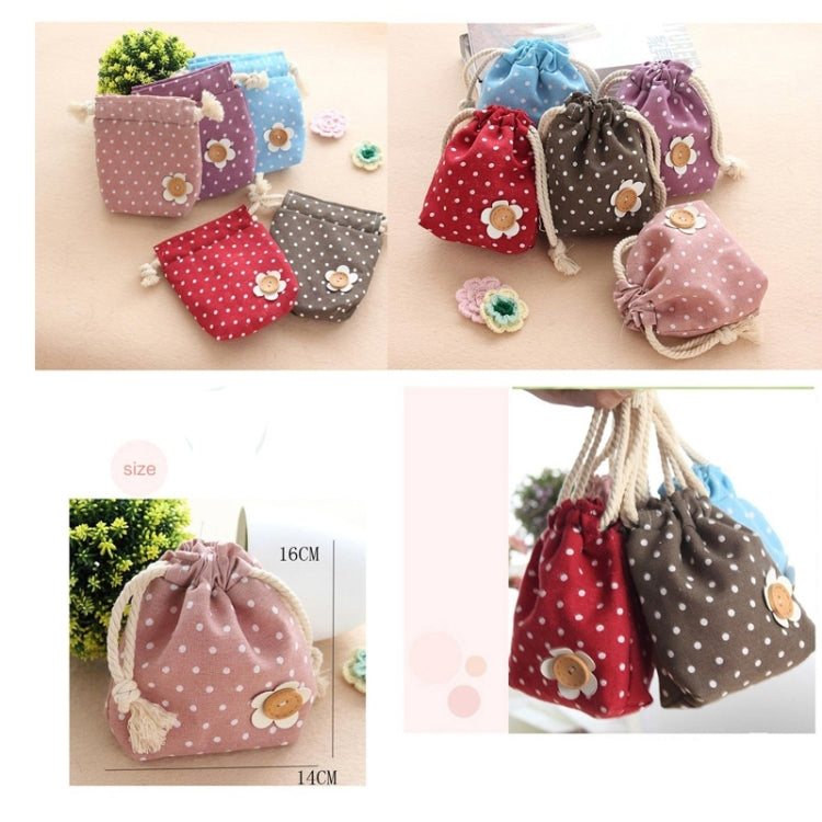 5 Pack Cotton Polka Dot Small Debris Pouch Random Color Delivery (Size : 17.5*14cm)
