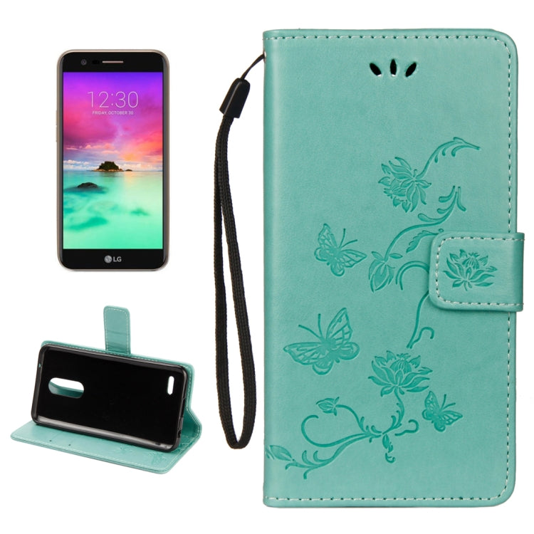 For LG K10 (2018) Lotus Butterfly Pattern Horizontal Flip Leather Case with Holder & Card Slots & Wallet & Lanyard