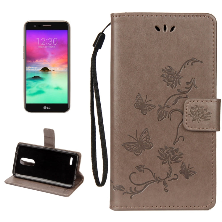 For LG K10 (2018) Lotus Butterfly Pattern Horizontal Flip Leather Case with Holder & Card Slots & Wallet & Lanyard