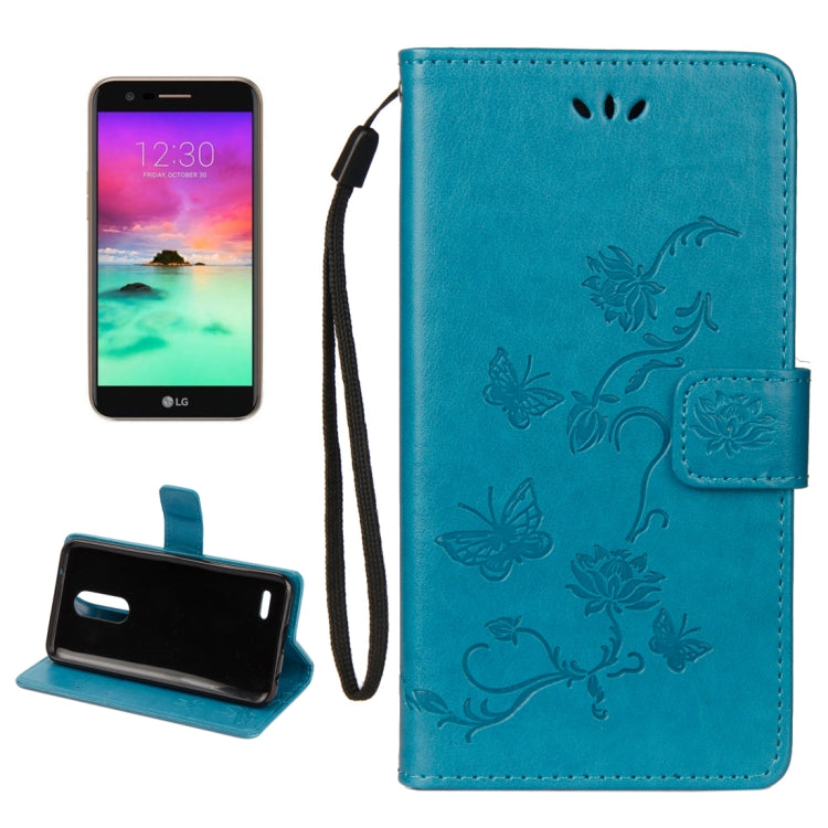 For LG K10 (2018) Lotus Butterfly Pattern Horizontal Flip Leather Case with Holder & Card Slots & Wallet & Lanyard