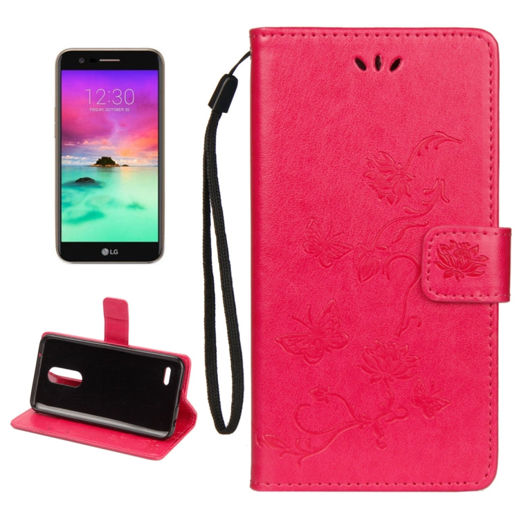 For LG K10 (2018) Lotus Butterfly Pattern Horizontal Flip Leather Case with Holder & Card Slots & Wallet & Lanyard