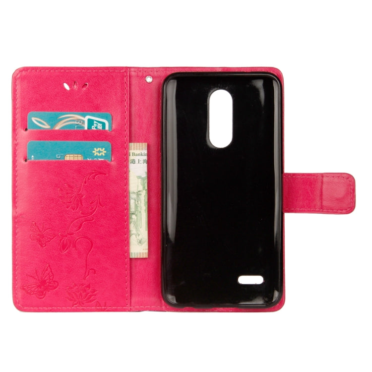 For LG K10 (2018) Lotus Butterfly Pattern Horizontal Flip Leather Case with Holder & Card Slots & Wallet & Lanyard
