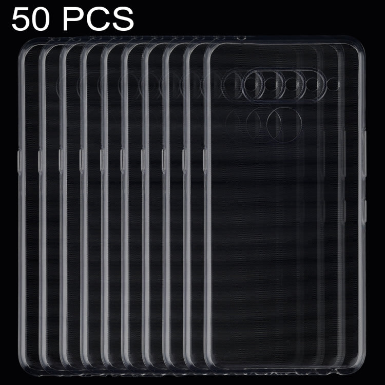 50 PCS 0.75mm Ultrathin Transparent TPU Soft Protective Case for LG V50 ThinQ 5G