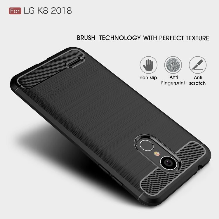 Brushed Texture Carbon Fiber Shockproof TPU Case for LG K8 2018