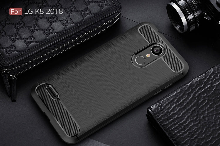 Brushed Texture Carbon Fiber Shockproof TPU Case for LG K8 2018