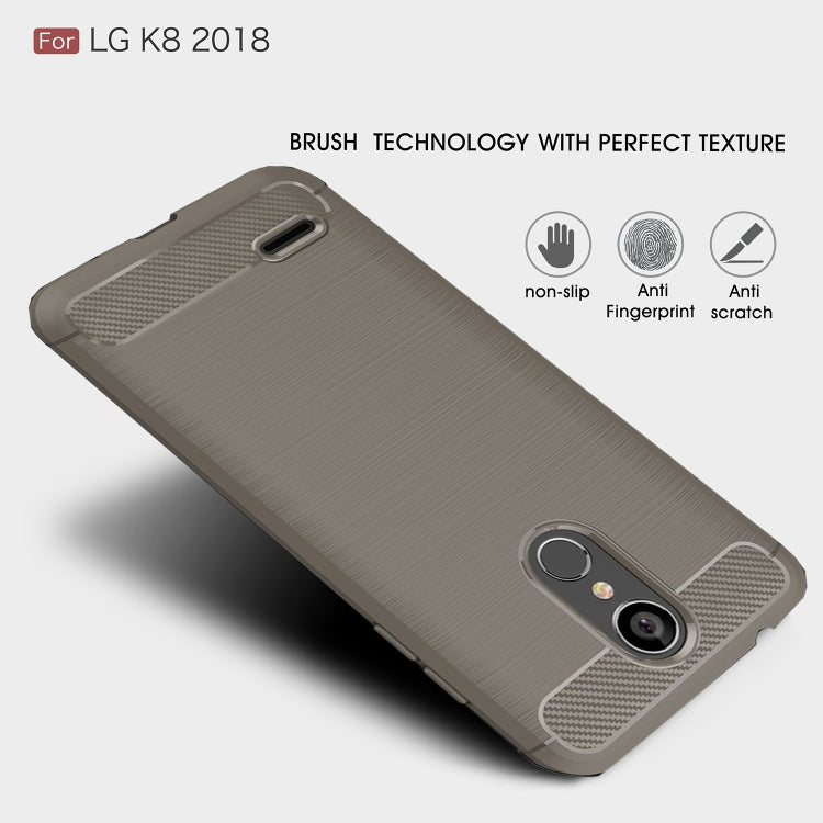 Brushed Texture Carbon Fiber Shockproof TPU Case for LG K8 2018