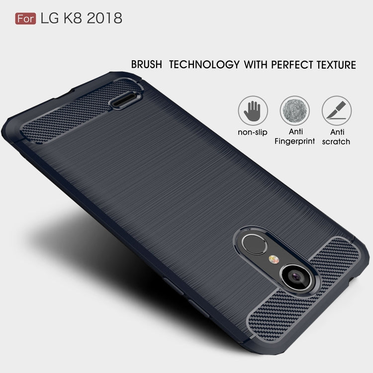 Brushed Texture Carbon Fiber Shockproof TPU Case for LG K8 2018