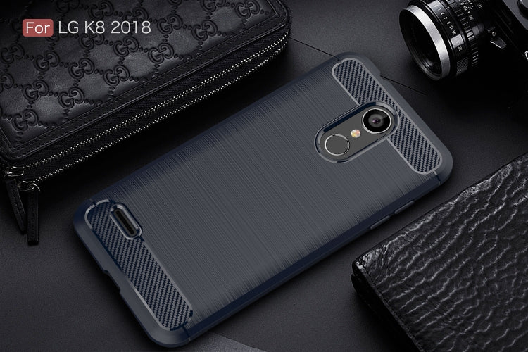 Brushed Texture Carbon Fiber Shockproof TPU Case for LG K8 2018