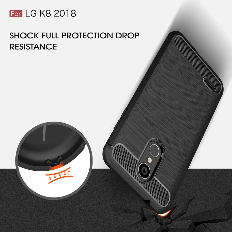 Brushed Texture Carbon Fiber Shockproof TPU Case for LG K8 2018