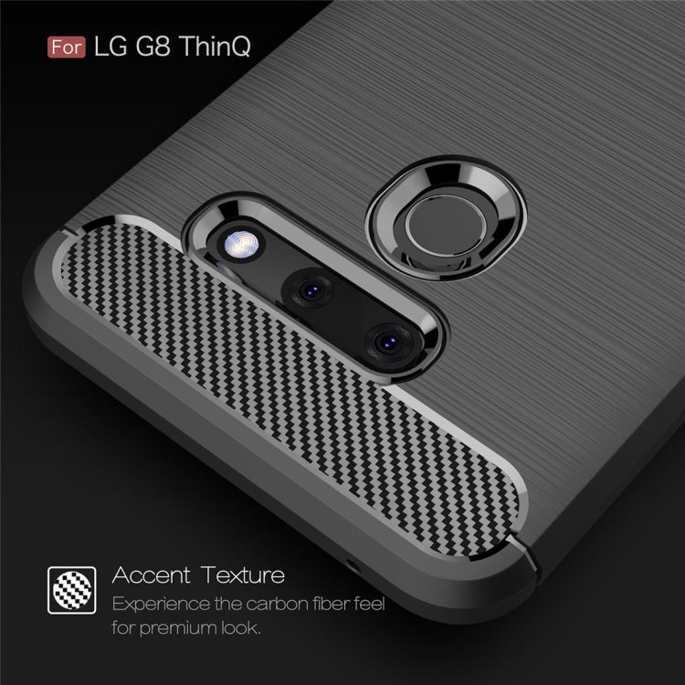 Brushed Texture Carbon Fiber Shockproof TPU Case for LG G8 ThinQ