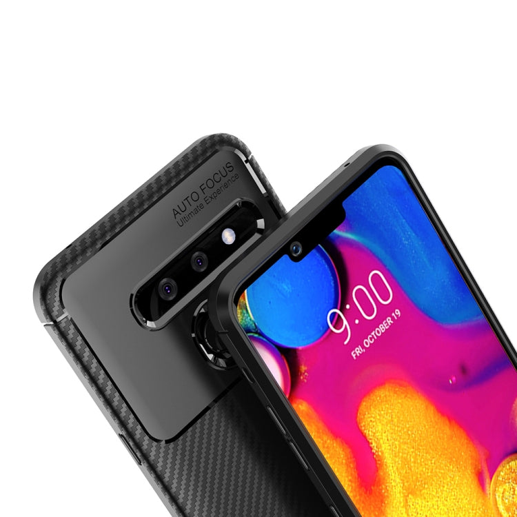 Carbon Fiber Texture Shockproof TPU Case for LG G8 ThinQ(Blue)