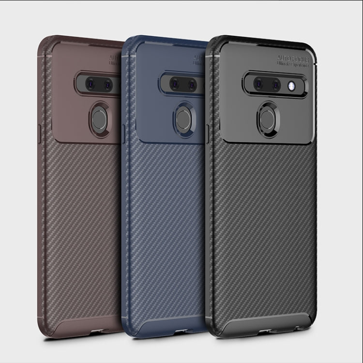 Carbon Fiber Texture Shockproof TPU Case for LG G8 ThinQ(Blue)