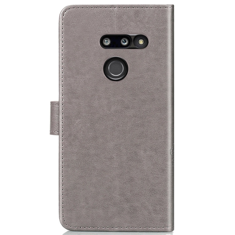 Lucky Clover Pressed Flowers Pattern Leather Case for LG G8 ThinQ, with Holder & Card Slots & Wallet & Hand Strap