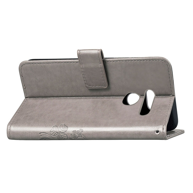 Lucky Clover Pressed Flowers Pattern Leather Case for LG G8 ThinQ, with Holder & Card Slots & Wallet & Hand Strap