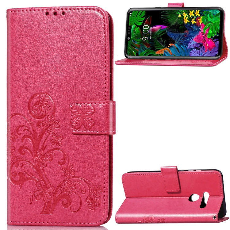 Lucky Clover Pressed Flowers Pattern Leather Case for LG G8 ThinQ, with Holder & Card Slots & Wallet & Hand Strap