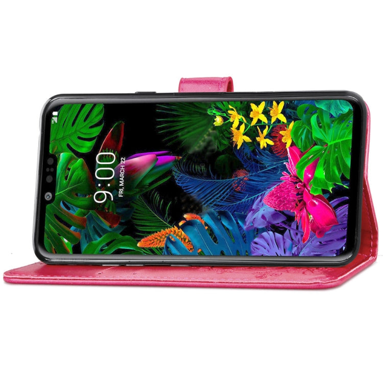 Lucky Clover Pressed Flowers Pattern Leather Case for LG G8 ThinQ, with Holder & Card Slots & Wallet & Hand Strap