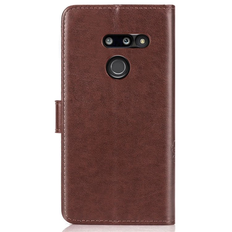 Lucky Clover Pressed Flowers Pattern Leather Case for LG G8 ThinQ, with Holder & Card Slots & Wallet & Hand Strap