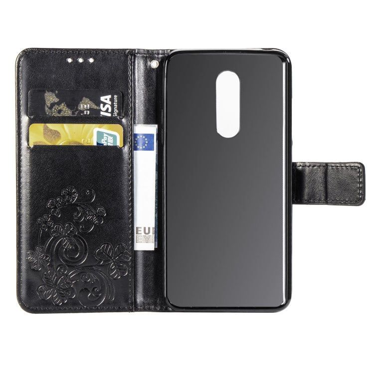 Lucky Clover Pressed Flowers Pattern Leather Case for LG Q9, with Holder & Card Slots & Wallet & Hand Strap