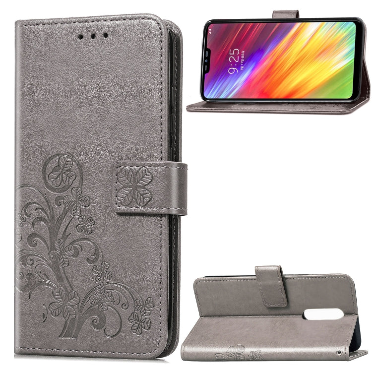 Lucky Clover Pressed Flowers Pattern Leather Case for LG Q9, with Holder & Card Slots & Wallet & Hand Strap