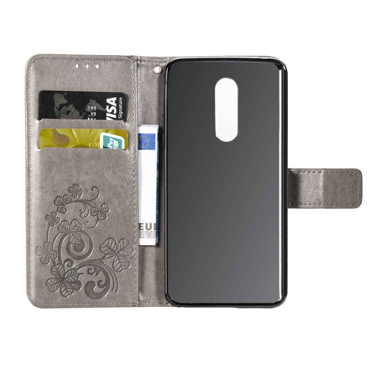 Lucky Clover Pressed Flowers Pattern Leather Case for LG Q9, with Holder & Card Slots & Wallet & Hand Strap