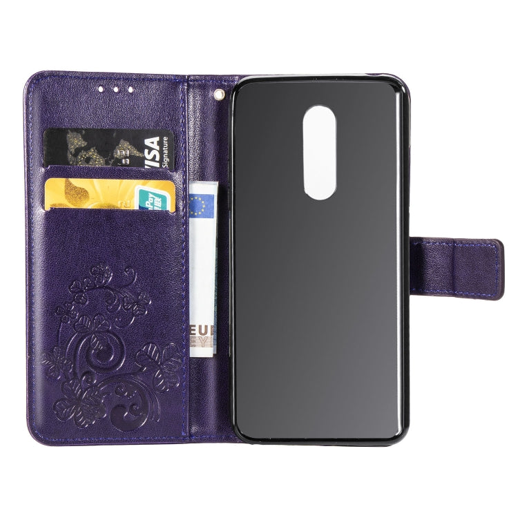 Lucky Clover Pressed Flowers Pattern Leather Case for LG Q9, with Holder & Card Slots & Wallet & Hand Strap