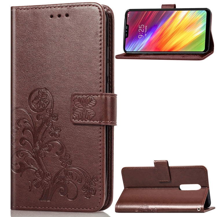Lucky Clover Pressed Flowers Pattern Leather Case for LG Q9, with Holder & Card Slots & Wallet & Hand Strap