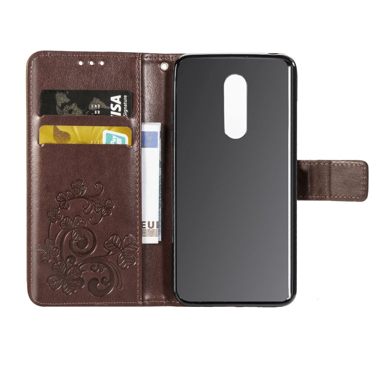 Lucky Clover Pressed Flowers Pattern Leather Case for LG Q9, with Holder & Card Slots & Wallet & Hand Strap