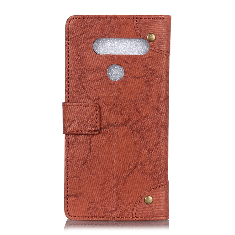 Copper Buckle Retro Crazy Horse Texture Horizontal Flip Leather Case for LG K50, with Holder & Card Slots& Wallet