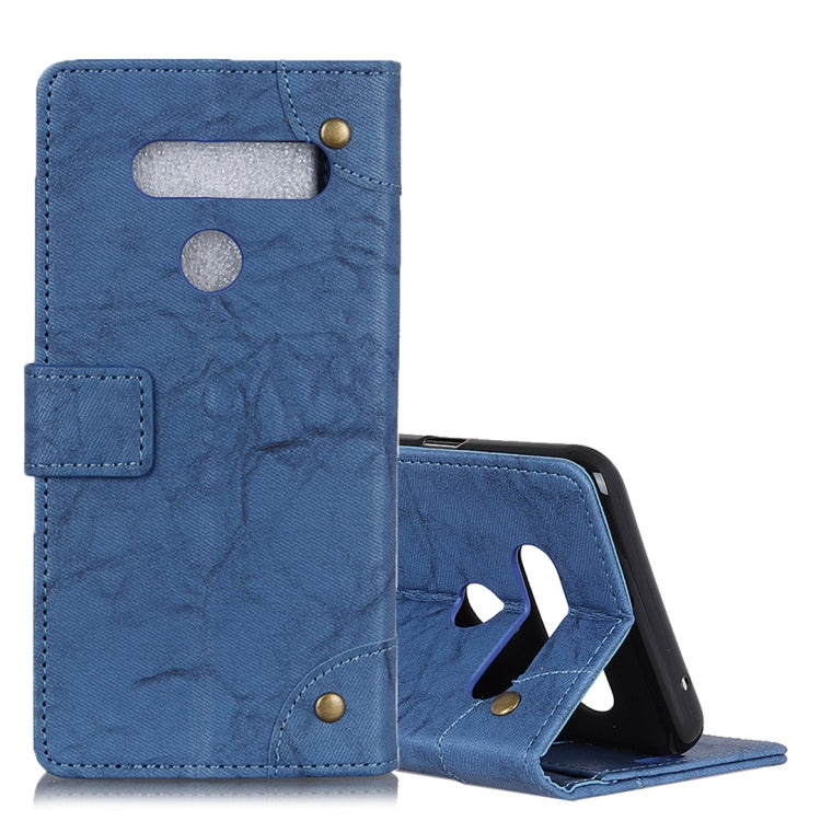 Copper Buckle Retro Crazy Horse Texture Horizontal Flip Leather Case for LG V50 ThinQ 5G, with Holder & Card Slots& Wallet