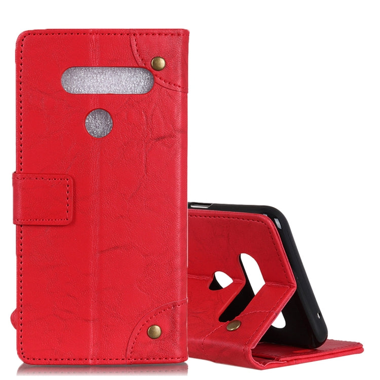 Copper Buckle Retro Crazy Horse Texture Horizontal Flip Leather Case for LG V50 ThinQ 5G, with Holder & Card Slots& Wallet