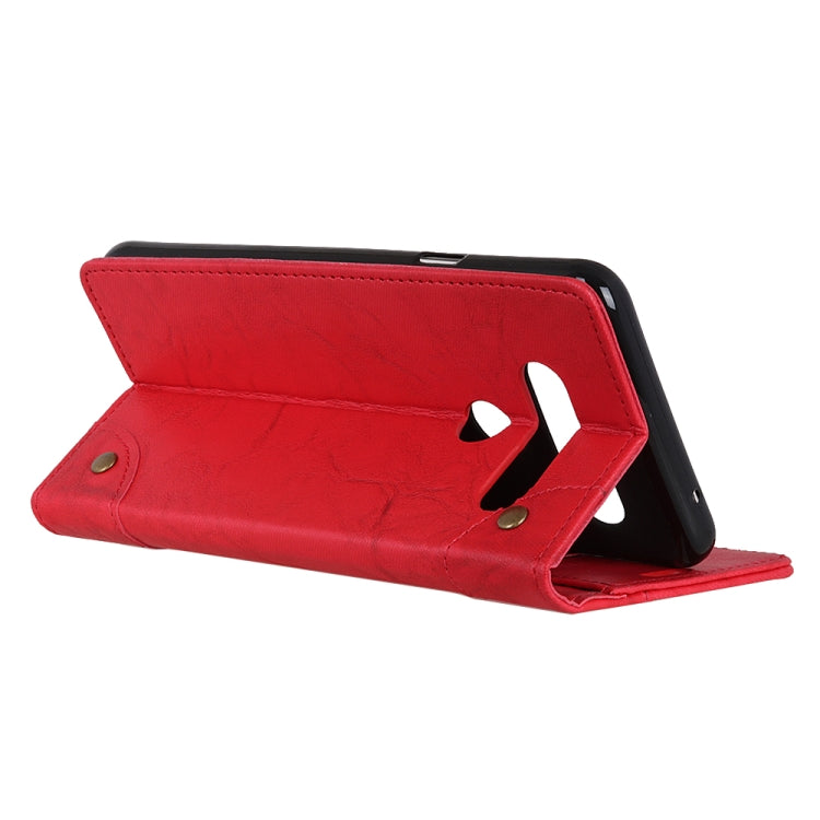 Copper Buckle Retro Crazy Horse Texture Horizontal Flip Leather Case for LG V50 ThinQ 5G, with Holder & Card Slots& Wallet