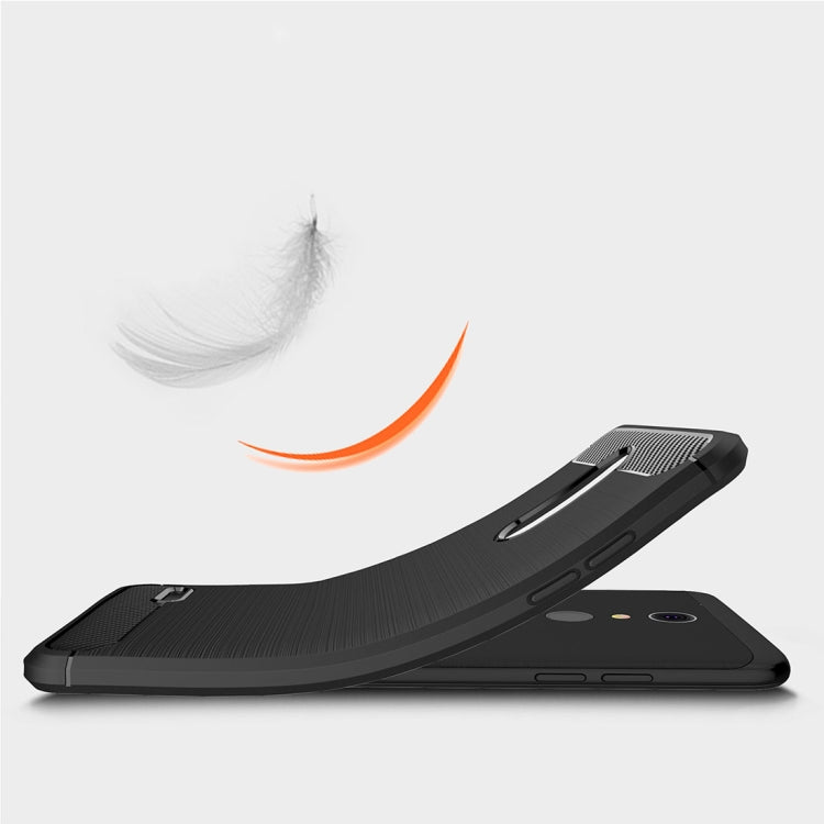 For LG K10 (2018) Brushed Texture Carbon Fiber Shockproof TPU Protective Back Case