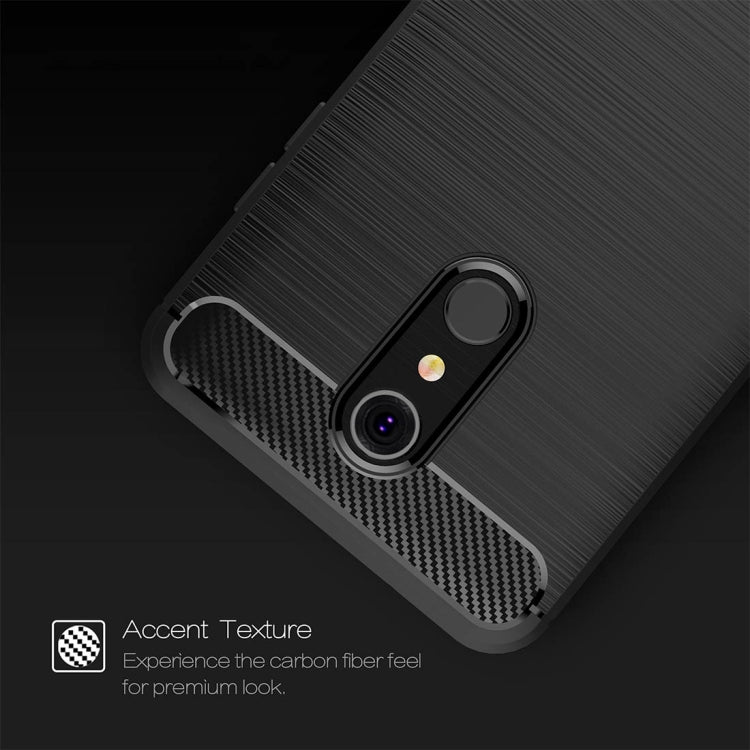 For LG K10 (2018) Brushed Texture Carbon Fiber Shockproof TPU Protective Back Case