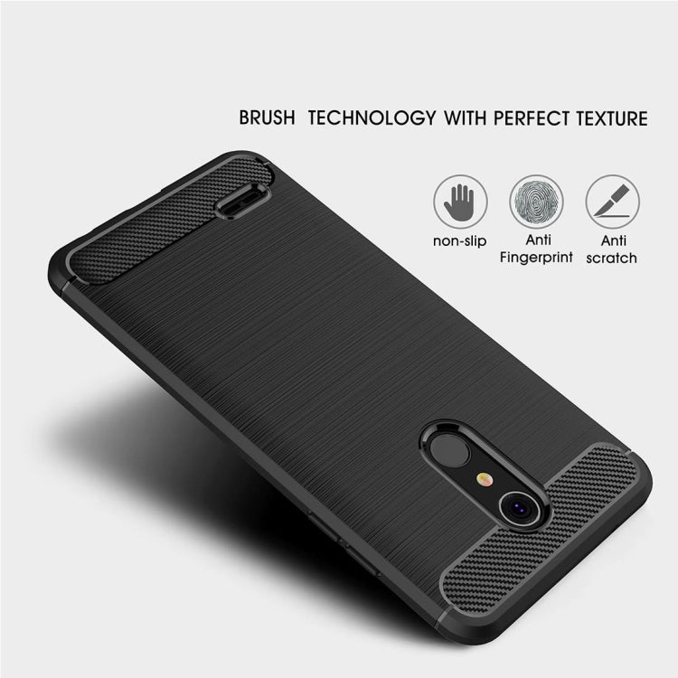 For LG K10 (2018) Brushed Texture Carbon Fiber Shockproof TPU Protective Back Case