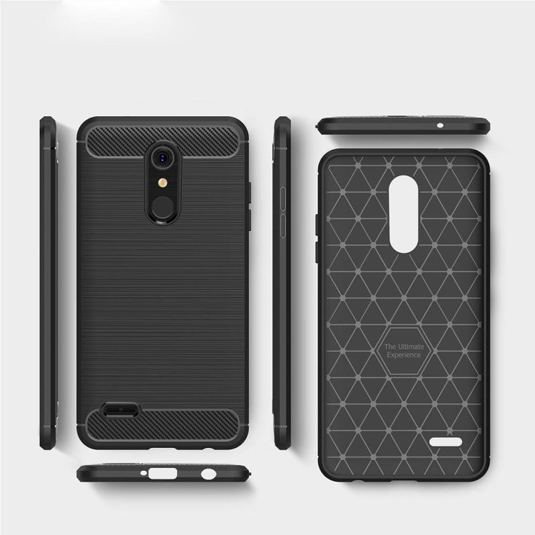 For LG K10 (2018) Brushed Texture Carbon Fiber Shockproof TPU Protective Back Case