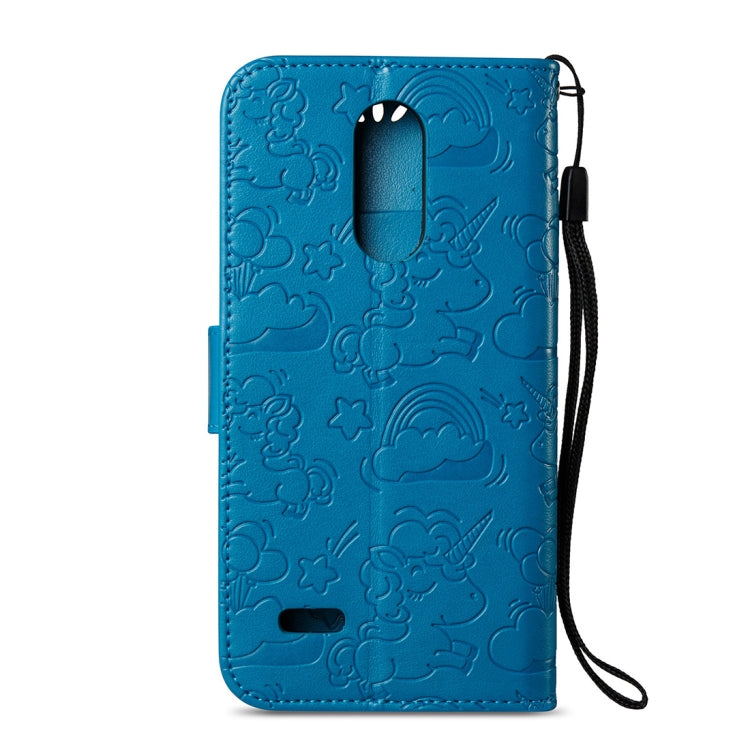 For LG K4 (2017) (EU Version) Pressed Horse Cloud Print Horizontal Flip Leather Case with Holder & Card Slots & Wallet & Lanyard