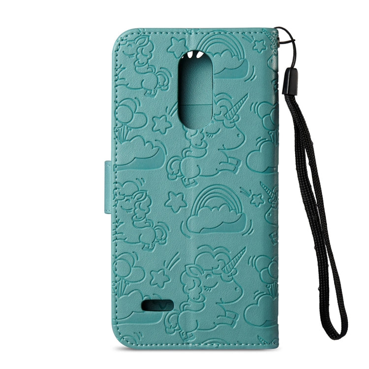 For LG K8 (2017) (EU Version) Pressed Horse Cloud Print Horizontal Flip Leather Case with Holder & Card Slots & Wallet & Lanyard