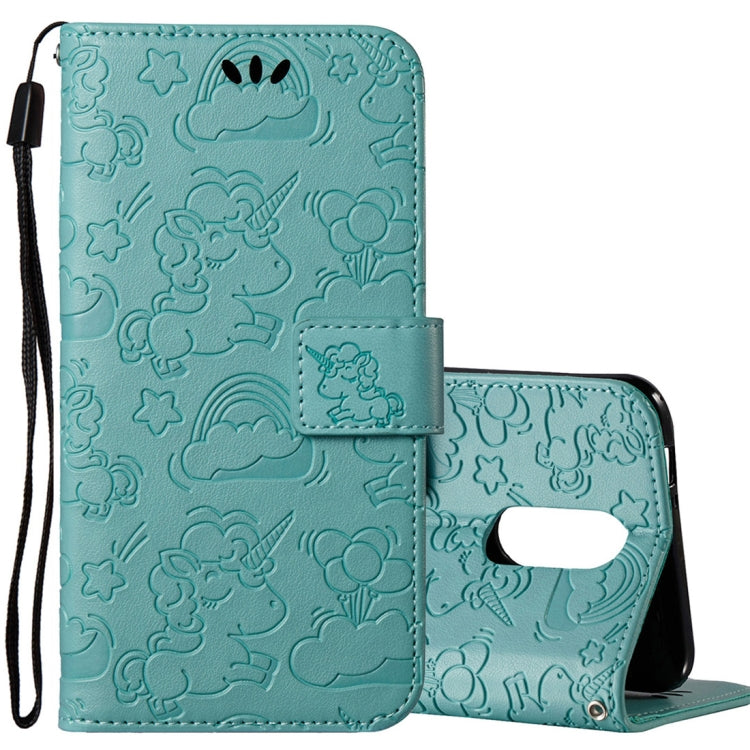 For LG K8 (2017) (EU Version) Pressed Horse Cloud Print Horizontal Flip Leather Case with Holder & Card Slots & Wallet & Lanyard