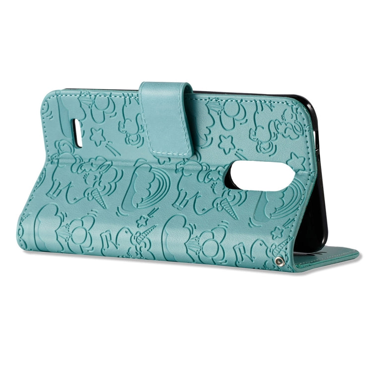 For LG K8 (2017) (EU Version) Pressed Horse Cloud Print Horizontal Flip Leather Case with Holder & Card Slots & Wallet & Lanyard