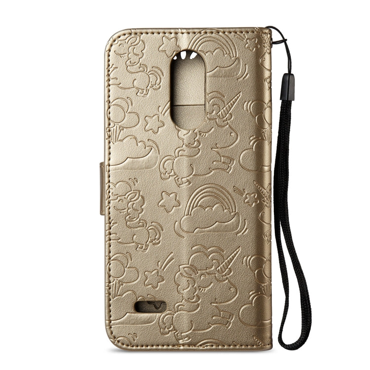 For LG K8 (2017) (EU Version) Pressed Horse Cloud Print Horizontal Flip Leather Case with Holder & Card Slots & Wallet & Lanyard