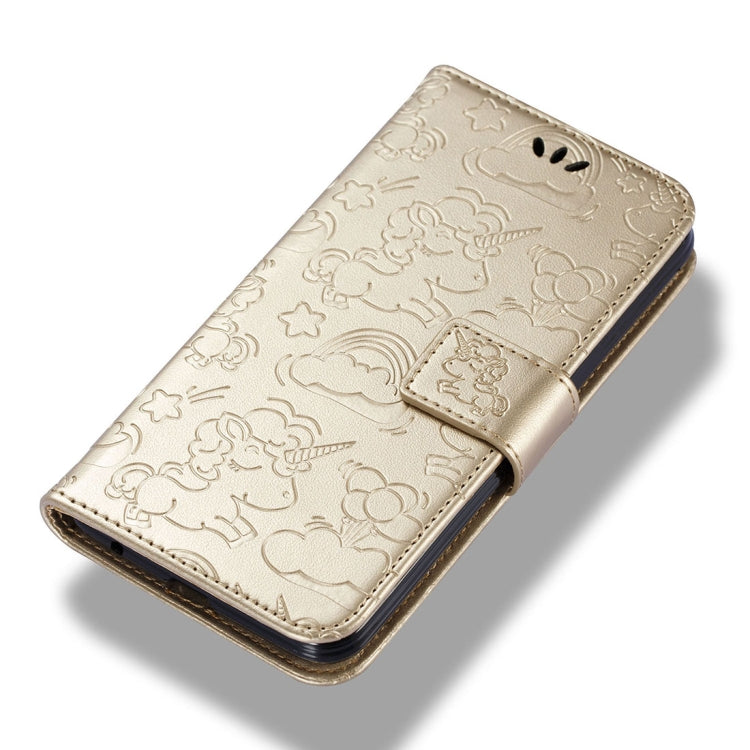 For LG K8 (2017) (EU Version) Pressed Horse Cloud Print Horizontal Flip Leather Case with Holder & Card Slots & Wallet & Lanyard