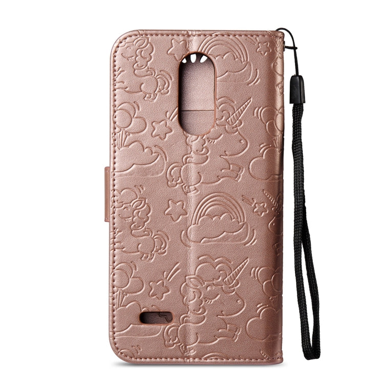 For LG K8 (2017) (EU Version) Pressed Horse Cloud Print Horizontal Flip Leather Case with Holder & Card Slots & Wallet & Lanyard