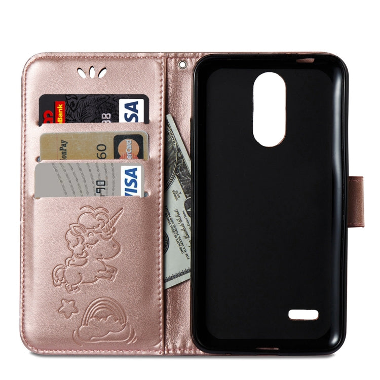 For LG K8 (2017) (EU Version) Pressed Horse Cloud Print Horizontal Flip Leather Case with Holder & Card Slots & Wallet & Lanyard