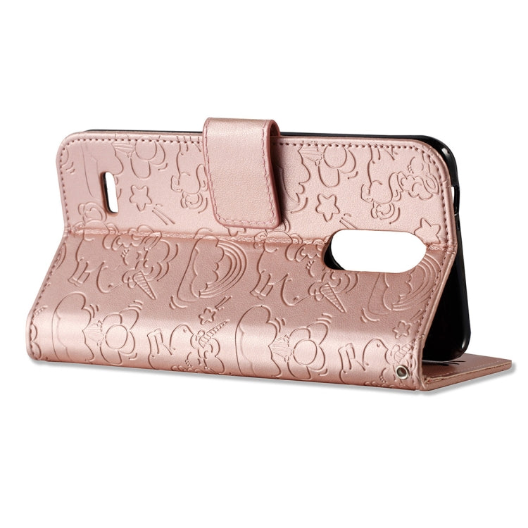 For LG K8 (2017) (EU Version) Pressed Horse Cloud Print Horizontal Flip Leather Case with Holder & Card Slots & Wallet & Lanyard