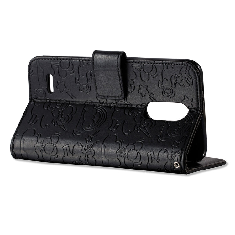 For LG K10 (2017) (EU Version) Pressed Horse Cloud Print Horizontal Flip Leather Case with Holder & Card Slots & Wallet & Lanyard