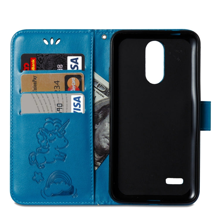 For LG K10 (2017) (EU Version) Pressed Horse Cloud Print Horizontal Flip Leather Case with Holder & Card Slots & Wallet & Lanyard