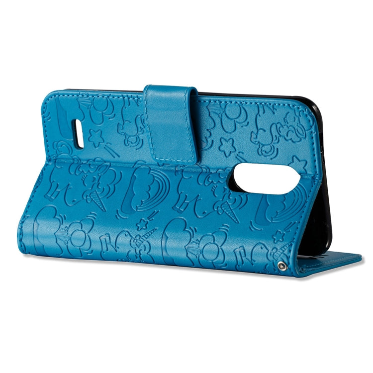 For LG K10 (2017) (EU Version) Pressed Horse Cloud Print Horizontal Flip Leather Case with Holder & Card Slots & Wallet & Lanyard