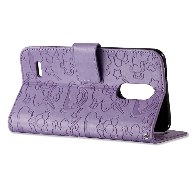 For LG K10 (2017) (EU Version) Pressed Horse Cloud Print Horizontal Flip Leather Case with Holder & Card Slots & Wallet & Lanyard