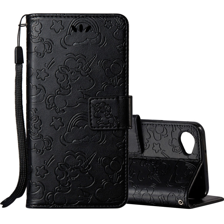 For LG Q6 Pressed Horse Cloud Print Horizontal Flip Leather Case with Holder & Card Slots & Wallet & Lanyard